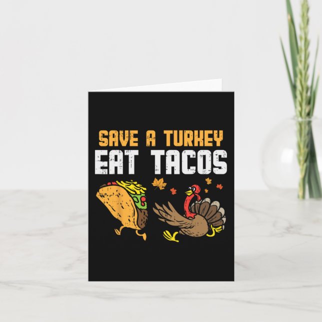 Cartão Salve a Turquia Coma Tacos Diversão Mexicana Dia d (Frente)