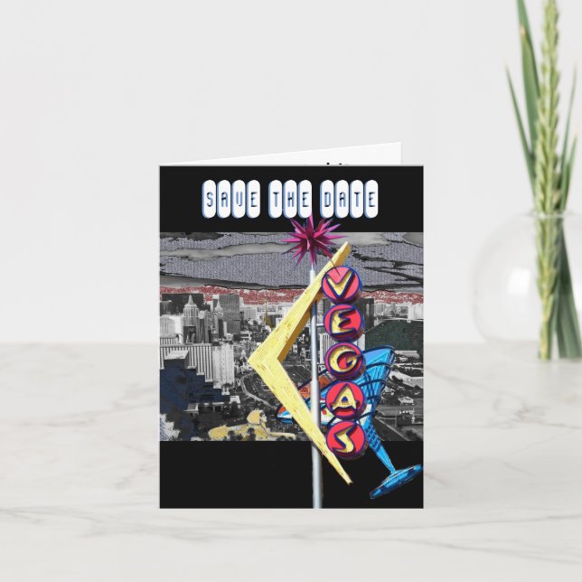 Cartão Salve o casamento moderno de Las Vegas (Frente)