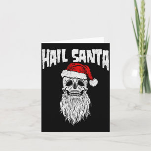 Cartão Salve o Papai Noel! Crânio Vintage e Chapéu de Pap