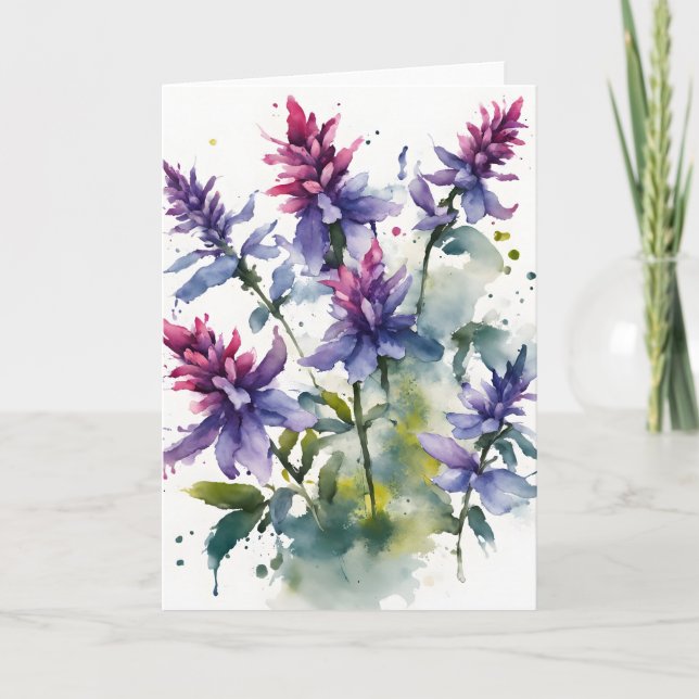 Cartão Salvia - capa de iPad mini com flores em aquarela (Frente)