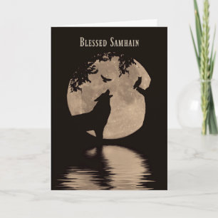Cartão Samhain Cards Wolf, Owl and Raven Moon Blessing