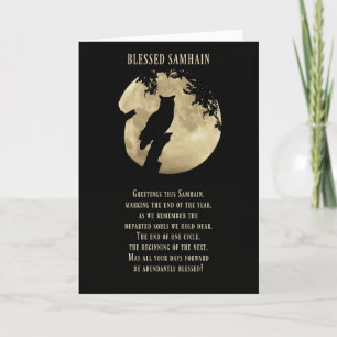 Cartão Samhain com a Coruja e a Lua de Colheita