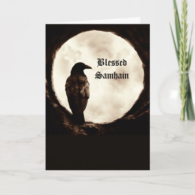Cartão Samhain com o Portal Crow Raven (Frente)