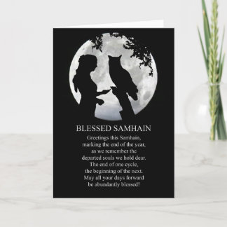 Cartão Samhain Lady e Owl Moon Sabbat