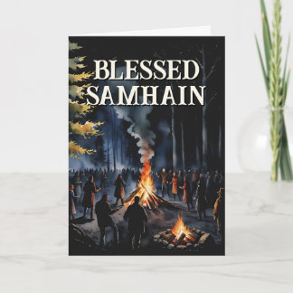Cartão Samhain Night Fall Forest Pagan Bonfire Halloween