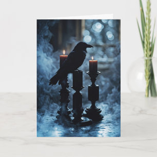 Cartão Samhain Raven e Candles Gothic com Enfumaçado