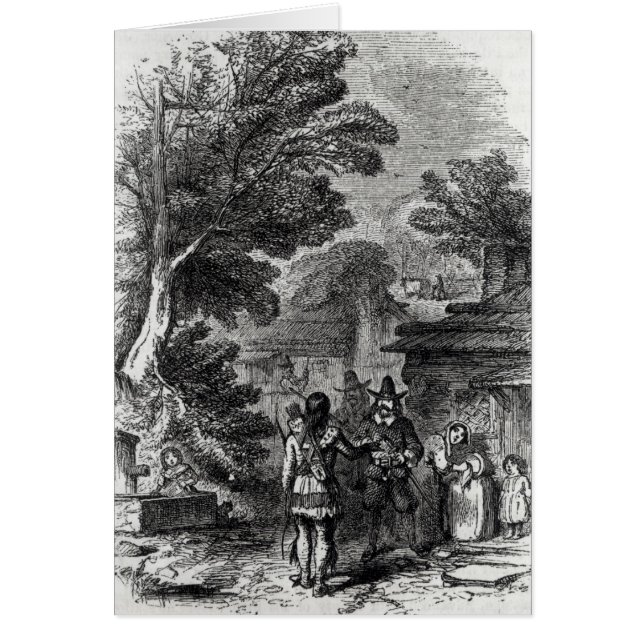 Cartão Samoset, visitante indiano (Frente)