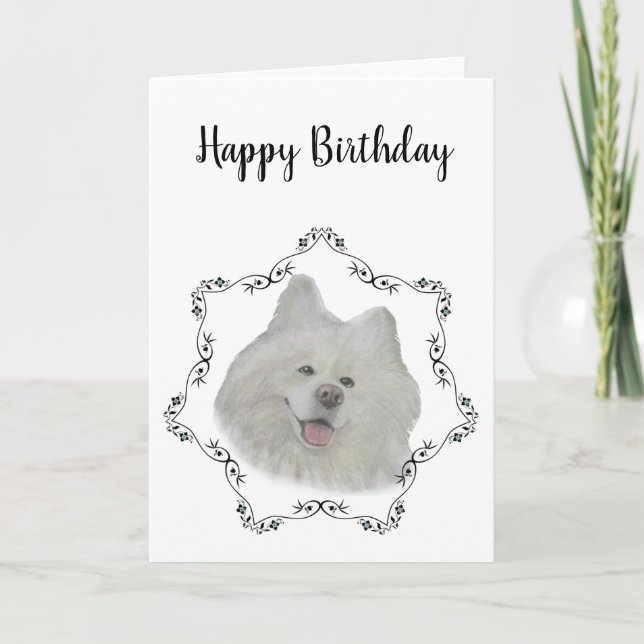 Cartão Samoyed Birthday (Frente)