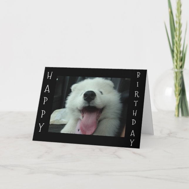 CARTÃO SAMOYED DIZ QUE ME SALVE DE BOLO/EU AMO VOCÊ QUERI (Frente)