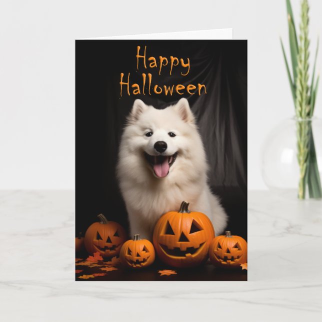 Cartão Samoyed Halloween (Frente)