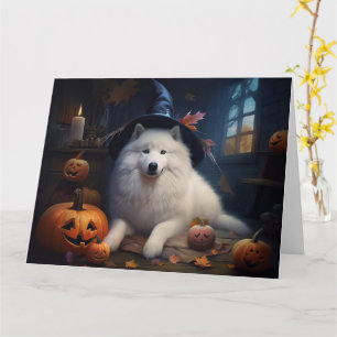 Cartão Samoyed Pumpkins Halloween Scary