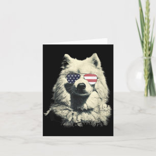 Cartão Samoyed Vintage Retro Bandeira Americana 4 de Julh