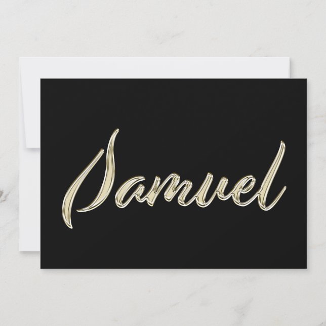 Cartão Samuel Name white gold Handwriting Karte (Frente)