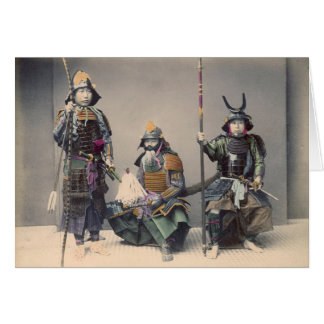 Cartão Samurai 3 na foto do vintage da armadura