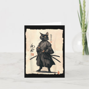 Cartão Samurai Cat Anime Japonês Gato De Gato Engraçado P