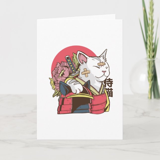 Cartão Samurai Cat - Gato Vaporwave (Frente)