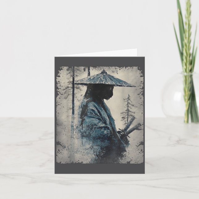 Cartão Samurai Cat Japanese Art Anime Men Women Kids Grap (Frente)