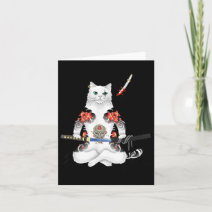 Cartão Samurai Cat Katana Ninja Yakuza Tattoo