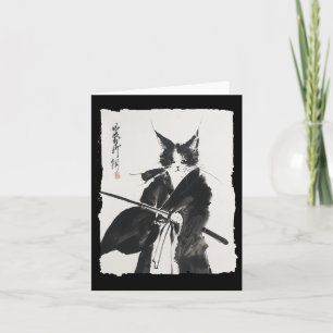 Cartão Samurai Cat Tee Vintage Ukiyo-e Warrior Art Graphi