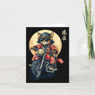 Cartão Samurai Cat Warrior do Japão Tattoo Kawaii Nin