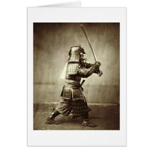 Cartão Samurai com espada levantada, c.1860 (albumen impr