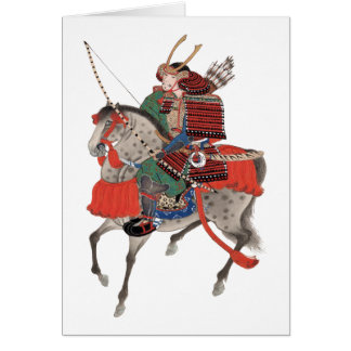 Cartão Samurai do vintage a cavalo, C. 1878