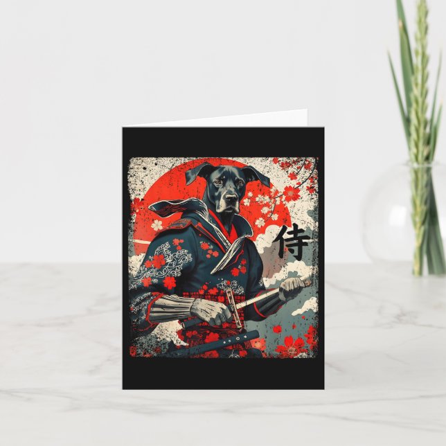 Cartão Samurai Great Dane Tattoo Kawaii Ukiyo-e (Frente)