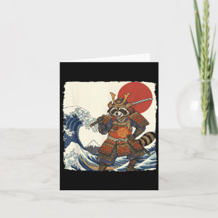 Cartão Samurai guaxinim engraçado guerreiro japonês &
