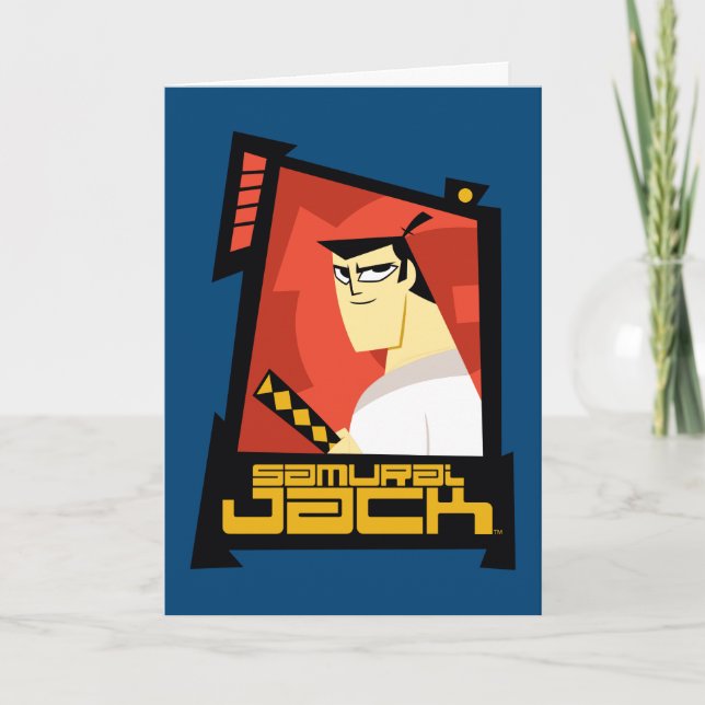 Cartão Samurai Jack Sorria Gráfico de Quadro Futurístico (Frente)