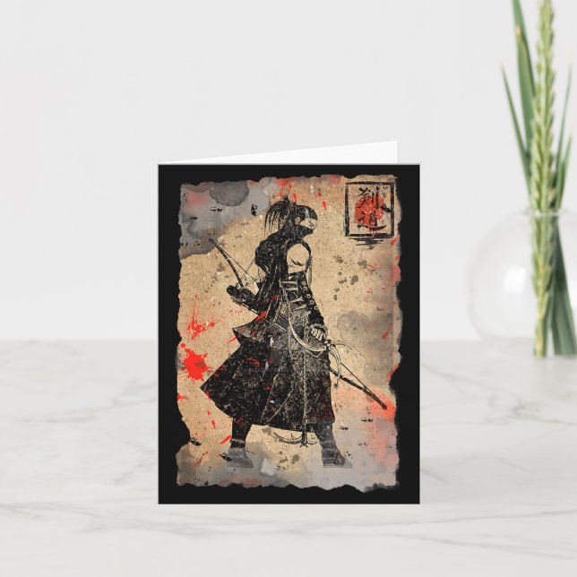 Cartão Samurai Japanese Retro Art Print Bushido Premium T (Frente)