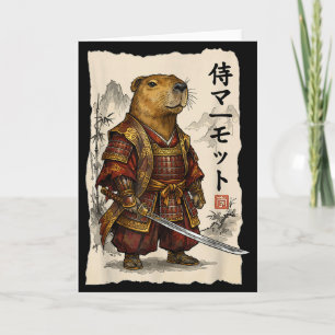 Cartão Samurai Marmota Arte Japonesa Guerreiro Amor Anima