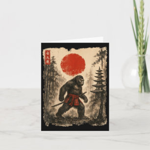 Cartão Samurai Pé Grande Japonês Vintage Sasquatch Ukiyo-