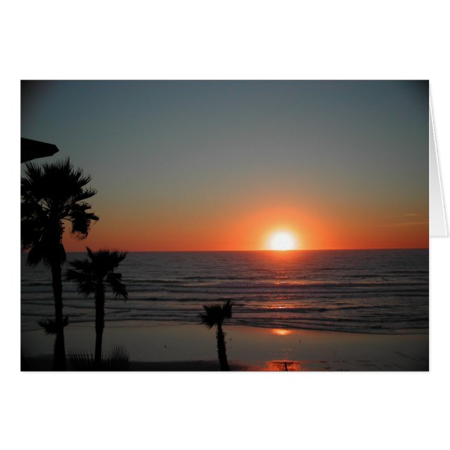 Cartão San Diego Sunset na praia do Pacífico (Frente Horizontal)
