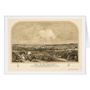 Cartão San Francisco, mapa panorâmico de CA - 1851