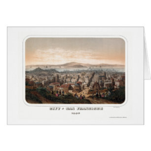Cartão San Francisco, mapa panorâmico de CA - 1860