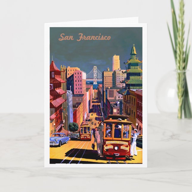 Cartão San Francisco Vintage Travel Poster (Frente)