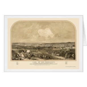 Cartão San Francsico, mapa panorâmico de CA - 1851