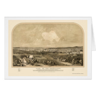 Cartão San Francsico, mapa panorâmico de CA - 1851