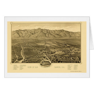 Cartão San Gabriel, mapa panorâmico de CA - 1893