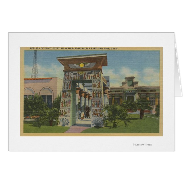 Cartão San Jose, CA - Réplica do Santuário Egípcio (Frente Horizontal)
