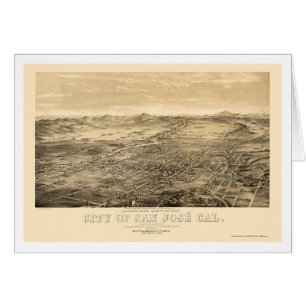 Cartão San Jose, mapa panorâmico de CA - 1869