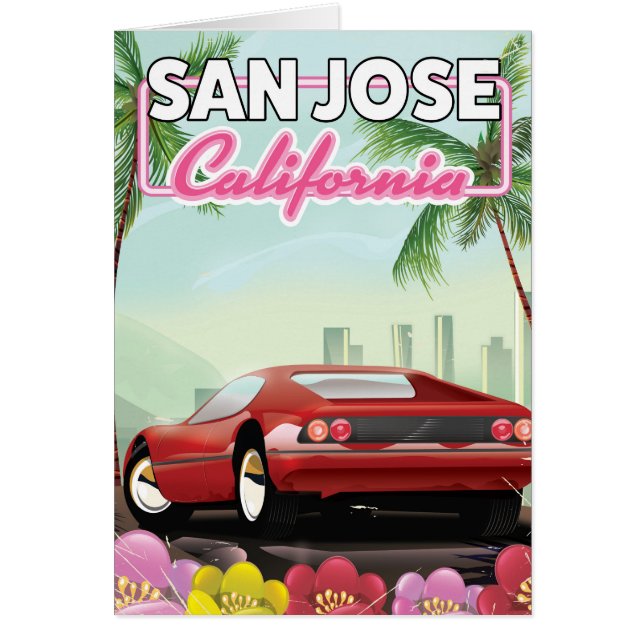 Cartão San Jose, poster de viagens da Califórnia (Frente)