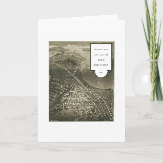 Cartão San Mateo Park, CA Panoramic Map - 1905 (Frente)