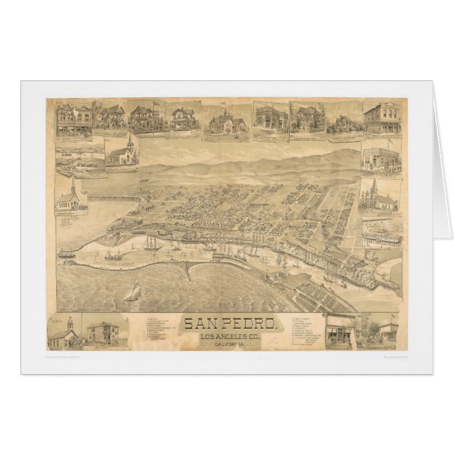 Cartão San Pedro, mapa panorâmico 1895 do CA (1319A) (Frente Horizontal)