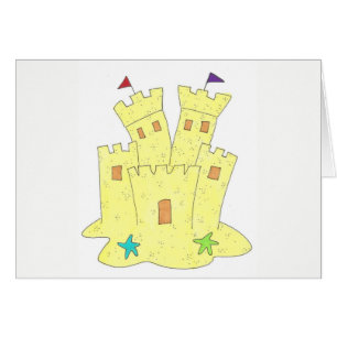 Cartão Sandcastle Sand Castle Starfish Shelfish Ocean Pra