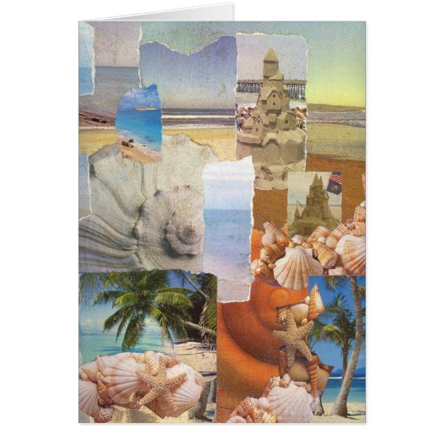 Cartão Sandcastles pela colagem do mar (Frente)