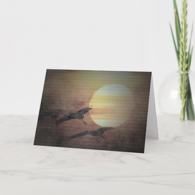 Cartão Sandhill Cranes In The Mist Greeting Cards (Frente)