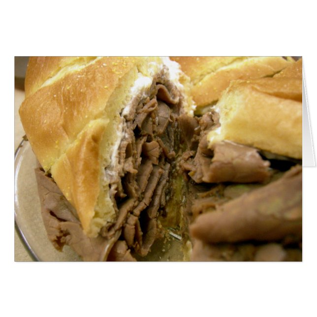 Cartão Sanduíche de carne assada com queijo de cabra crem (Frente Horizontal)