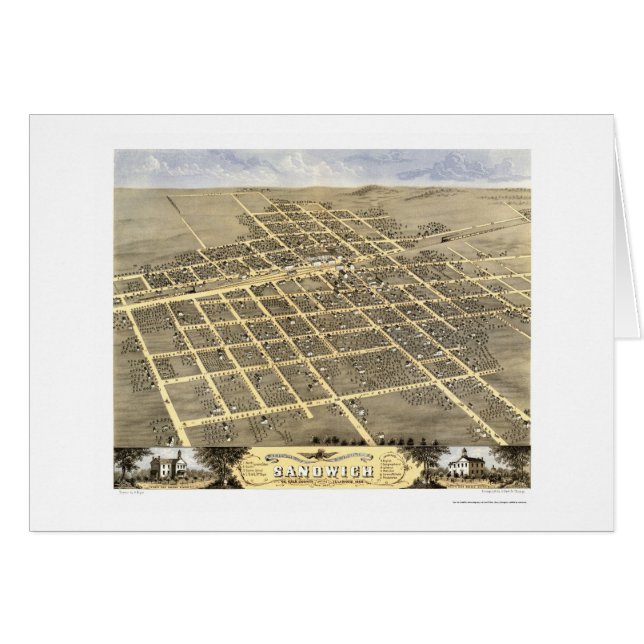 Cartão Sanduíche, mapa panorâmico do IL - 1869 (Frente Horizontal)