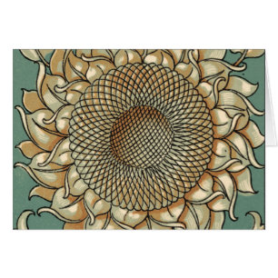 Cartão Sangue de girassol em fundo azul-esverdeado